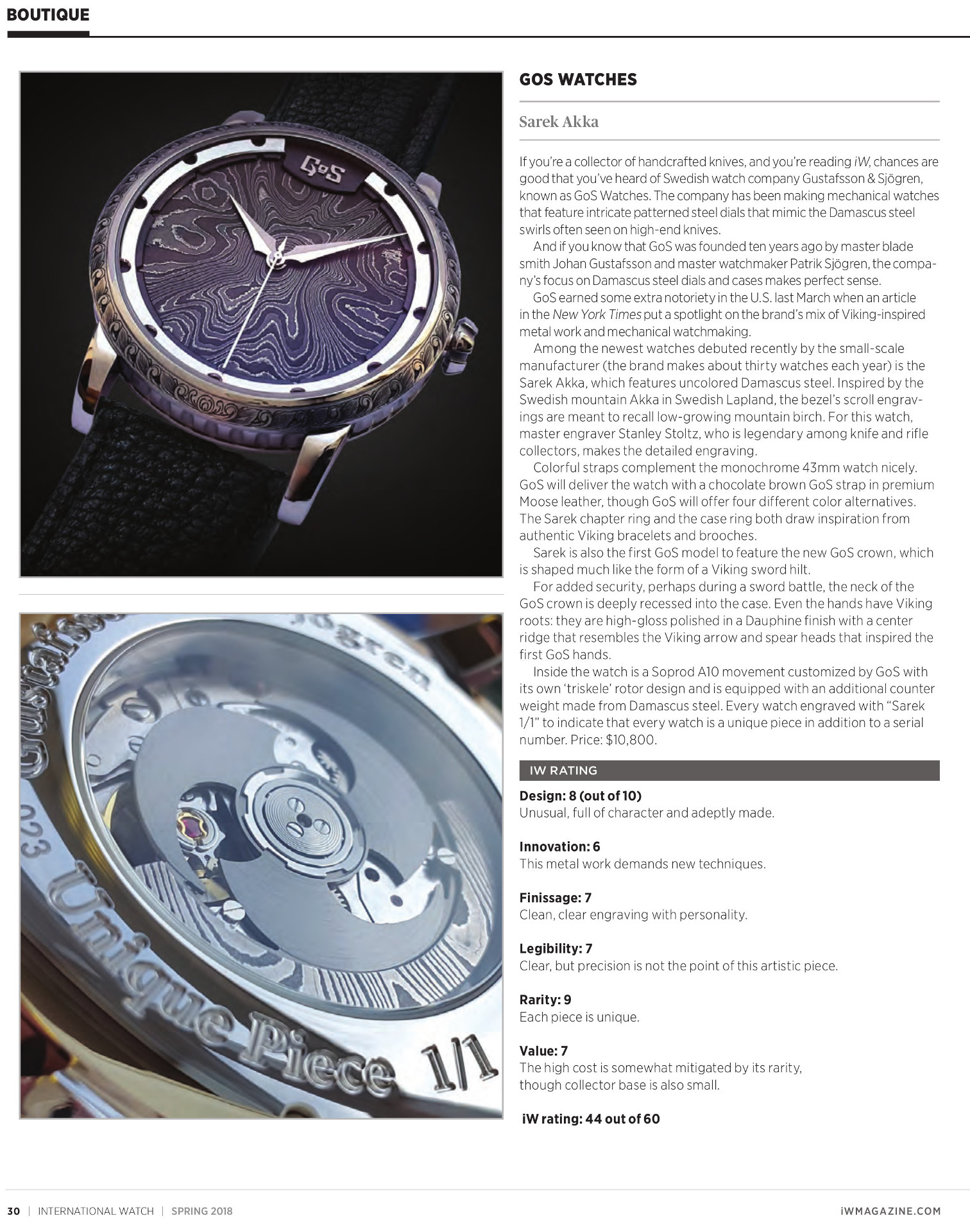 Sarek Akka featured in iW Magazine - spring 2018